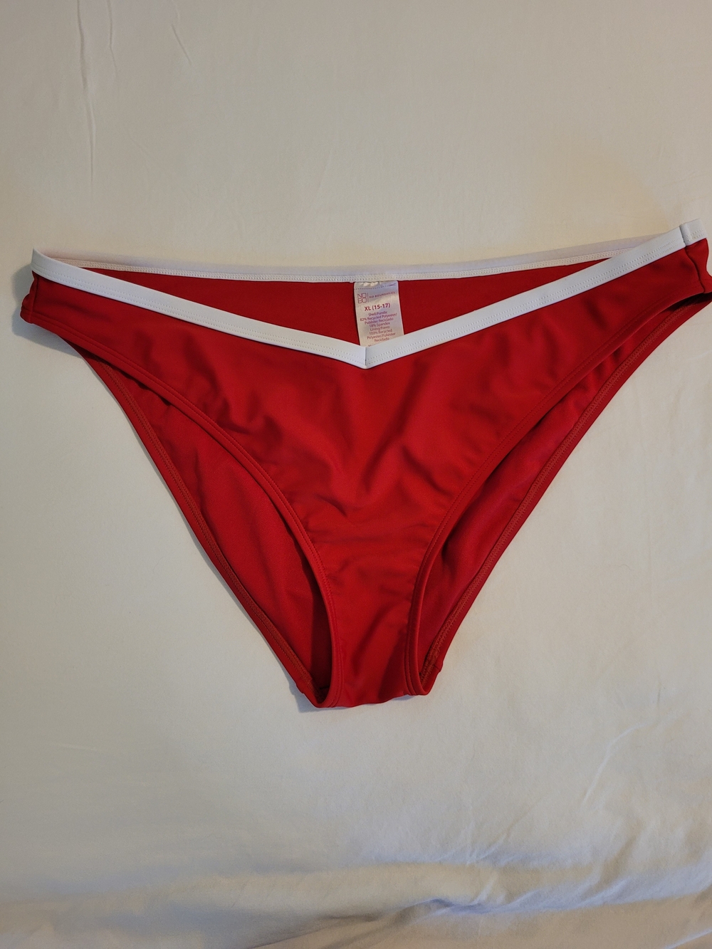 No Boundaries Red Bikini Bottom with White Trim